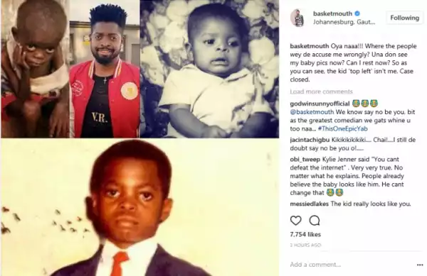 Basketmouth Disassociates Self From Viral Throwback Photo, Shares His Actual Baby Photos